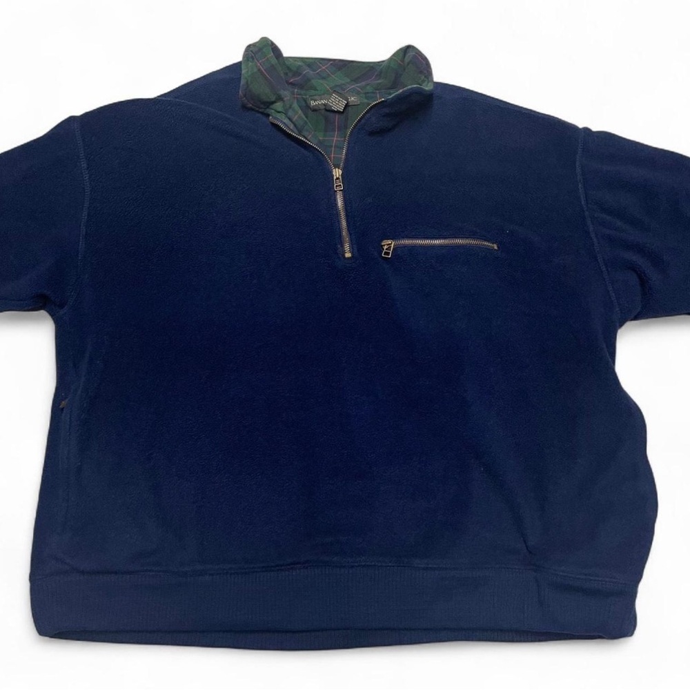Vintage Banana Republic Quarter Zip Fleece Size XL Flannel Lined Sweater Blue - Picture 2 of 9